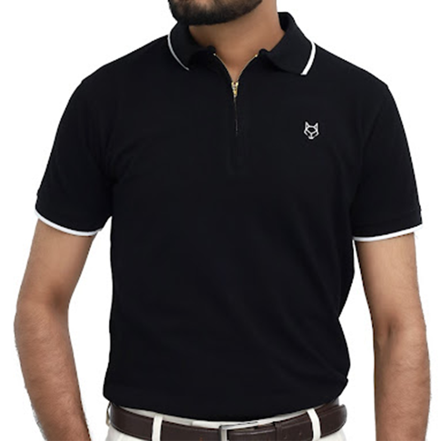 Black Zip Neck Polo
