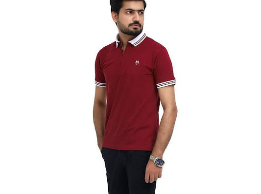 MAROON ZIP POLO SHIRT