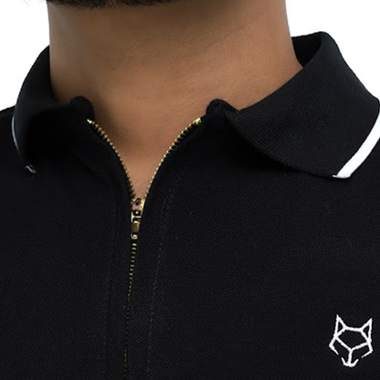 Black Zip Neck Polo