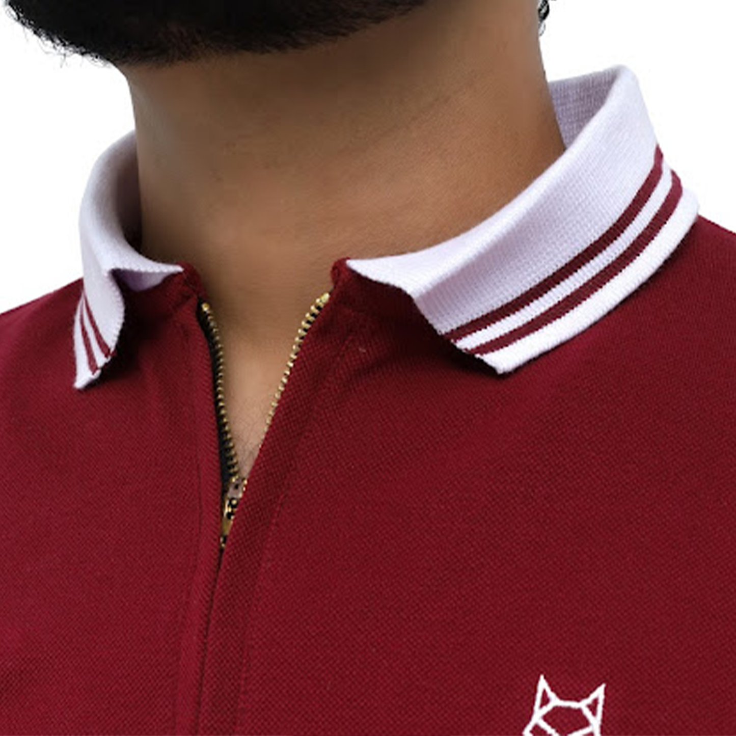 Maroon Zip Neck Polo