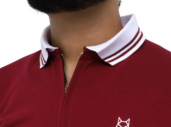 MAROON ZIP POLO SHIRT
