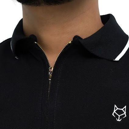BLACK ZIP POLO